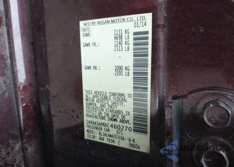 2014 Nissan Maxima 3.5 Sv from USA, damaged, VIN 1N4AA5AP6EC460270